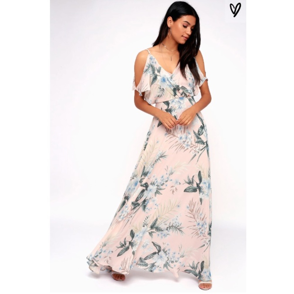Lulu’s Blush Pink Tropical Maxi Dress